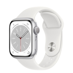 Восстановленные смарт-часы Apple Watch Series 8 41mm Silver Aluminum Case with White Sport Band, размер S/M (MP6K3), отличный Watch Series 8 41mm Silver Aluminum Case with White Sport Band, размер S/M (MP6K3), отличный