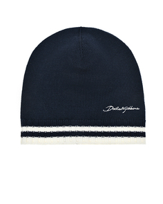 Шапка с белым лого, синяя Dolce & Gabbana