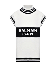 Жилет с оделкой в полоску с лого Balmain