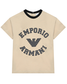 Футболка с лого, бежевая Emporio Armani
