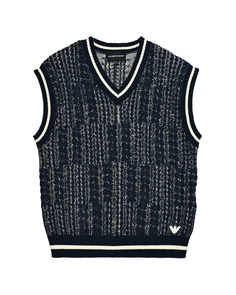 Жилет вязаный меланж, синий Emporio Armani