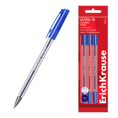 Набор шариковых ручек ultra-10 stick classic, 3шт Erich Krause