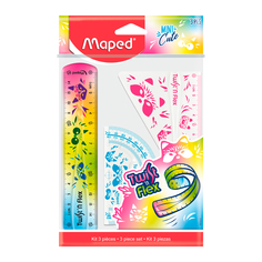 Чертёжный набор Mini Cute (линейка 15 см, угольник 15 см, транспортир 10 см) Maped