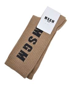 Носки с черным лого, бежевые Msgm