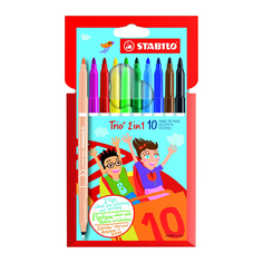 Набор двусторонних фломастеров Trio 2 в 1, 10 шт. Stabilo