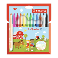 Набор утолщенных фломастеров Trio jimbo, 12 цветов Stabilo