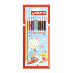 Набор цветных карандашей AQUACOLOR, 12 цветов Stabilo