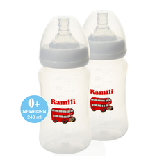 Набор из двух противоколиковых бутылочек Baby 240 мл, слабый поток Ramili