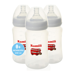 Набор из трех противоколиковых бутылочек Baby 240 мл, слабый поток Ramili