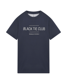Синяя футболка с принтом &quot;Black the club&quot; Brunello Cucinelli