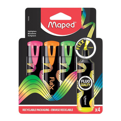 Текстовыделитель с гибким наконечником FLUO PEPS FLEX 4 шт Maped