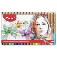Цветные карандаши Artist акварельные, деревянные, метал. коробка 36 цветов Maped