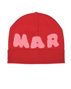 Шапка с розовым лого, красная Marni
