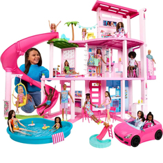 Игровой набор дом Барби Dreamhouse с горкой, бассейном и лифтом Barbie