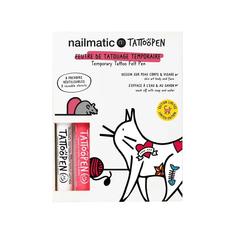 Набор 2 маркера: белый+розовый и трафареты для временных татуировок Nailmatic