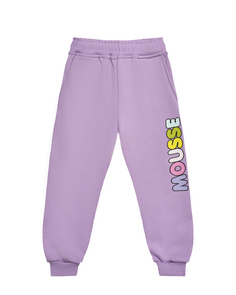 Брюки спортивные разноцветный логотип, фиолетовые Mousse Kids