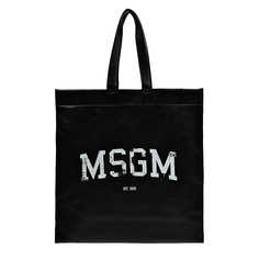 Сумка-шоппер с логотипом, черная Msgm