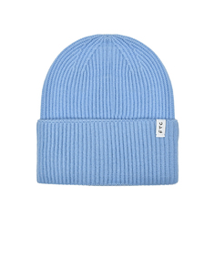 Шапка с подворотом в рубчик, голубая FTC Cashmere