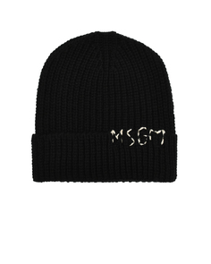 Шапка крупной вязки с лого, черная Msgm
