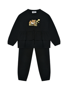Костюм спортивный свитшот с рюшами + брюки, черный Moschino