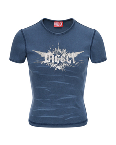 Футболка slim fit, бронзовое лого Diesel