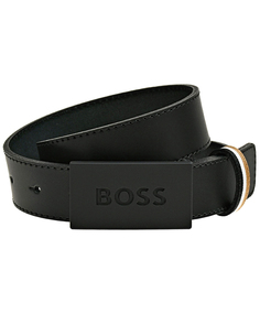 Ремень с прямоугольной пряжкой и логотипом, черный Boss