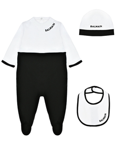 Комплект: комбинезон, шапка и слюнявчик Balmain