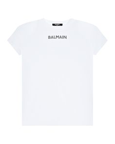 Футболка с лого из стразов Balmain