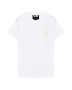 Футболка белая, fit slim, золотой принт лого Versace