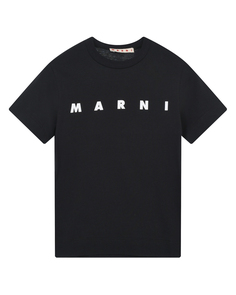 Черная футболка с белым лого Marni