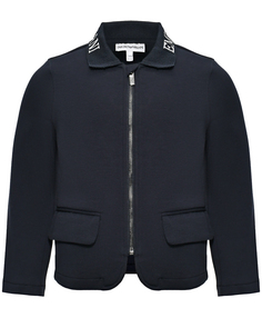 Трикотажный пиджак с лого, темно-синий Emporio Armani