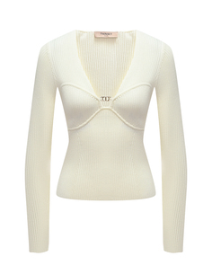 Джемпер с декольте, белый Twinset