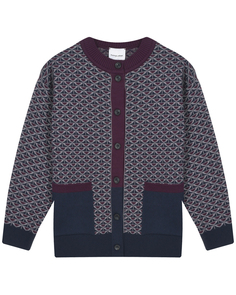 Синий жаккардовый кардиган Keng Label