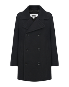 Черное двубортное пальто Mm6 Maison Margiela