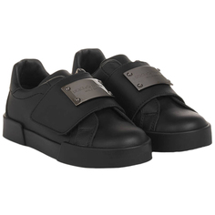 Черные кеды с металлическим лого Dolce & Gabbana