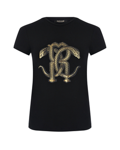 Футболка с лого, черная Roberto Cavalli