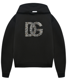 Толстовка-худи с отделкой лого из страз Dolce & Gabbana