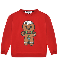 Свитшот с принтом новогодняя печенька, красный Mousse Kids