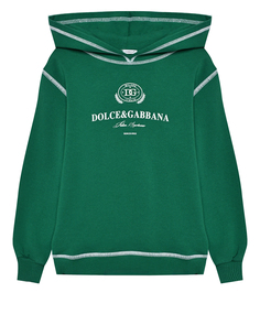 Толстовка-худи с белым лого, зеленая Dolce & Gabbana
