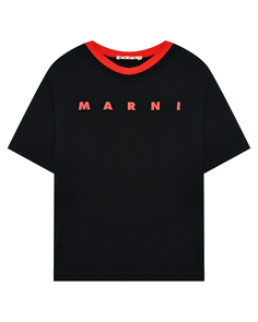 Футболка с красным лого, черная Marni