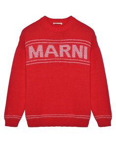 Вязаный джемпер с лого, красный Marni