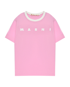 Футболка с белым лого, розовая Marni