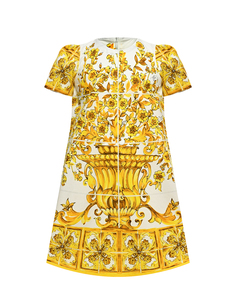 Платье с принтом &quot;майолика&quot;, желтое
