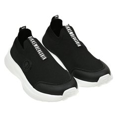 Кроссовки-носки с белым лого, черные Bikkembergs