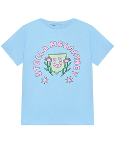 Футболка с розовым лого, голубая Stella McCartney