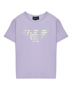 Футболка с блестящим лого, сиреневая Emporio Armani