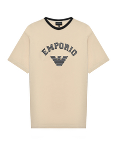 Футболка с лого, бежевая Emporio Armani