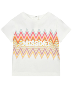 Футболка с узором зигзаги и логотипом, белая Missoni