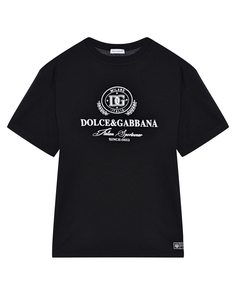 Футболка с белым логотипом, черная Dolce & Gabbana