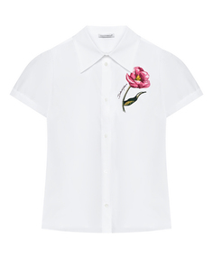 Рубашка белая, вышивка тюльпан и лого Dolce & Gabbana